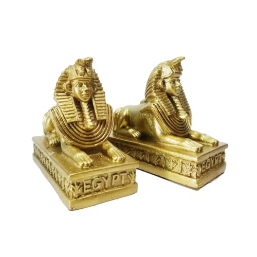 2 Pack Sphinx Statue, Resin Ancient Egyptian Sphinx God Idol