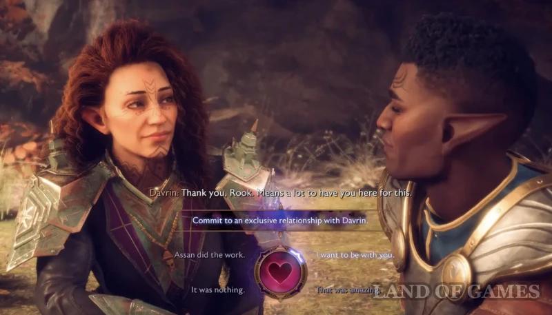 Romance with Davrin in Dragon Age The Veilguard: development and approval