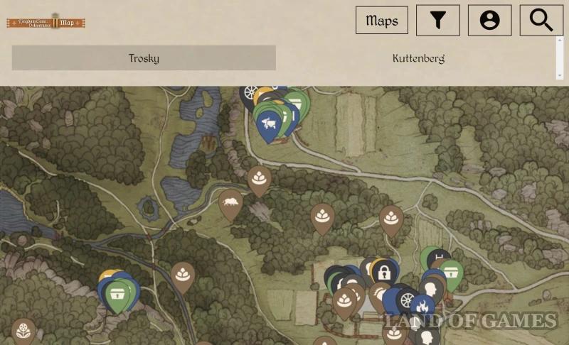 Interactive map of Kingdom Come Deliverance 2: chests, traders and resources