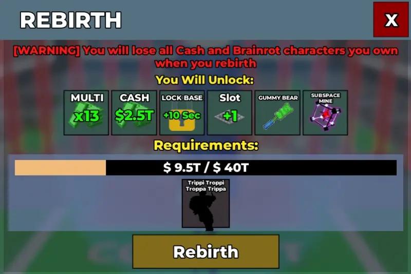 Rebirths in Steal Brainrot: what you need to do