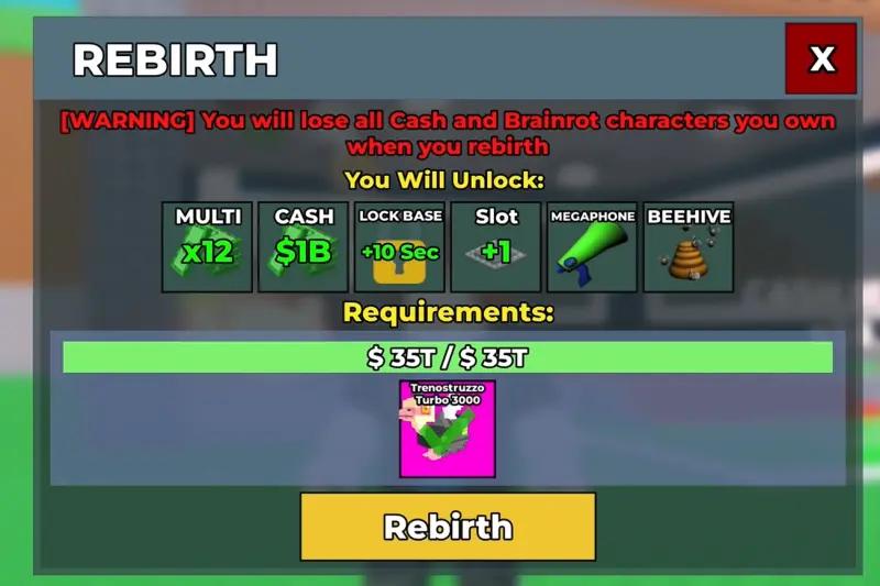 Rebirth in Steal Brainrot: what you need to carry out