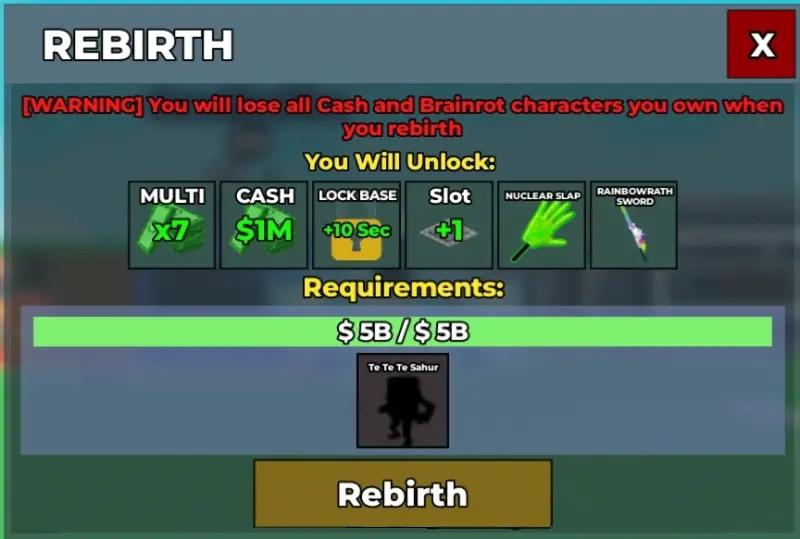 Rebirths in Steal Brainrot: what you need to do