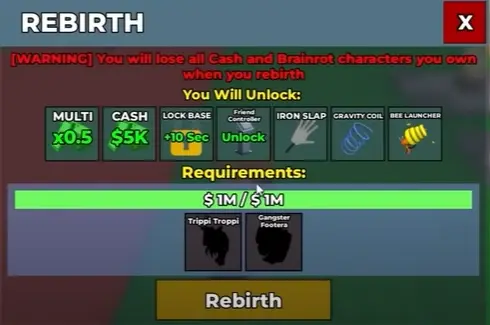 Rebirths in Steal Brainrot: what you need to do