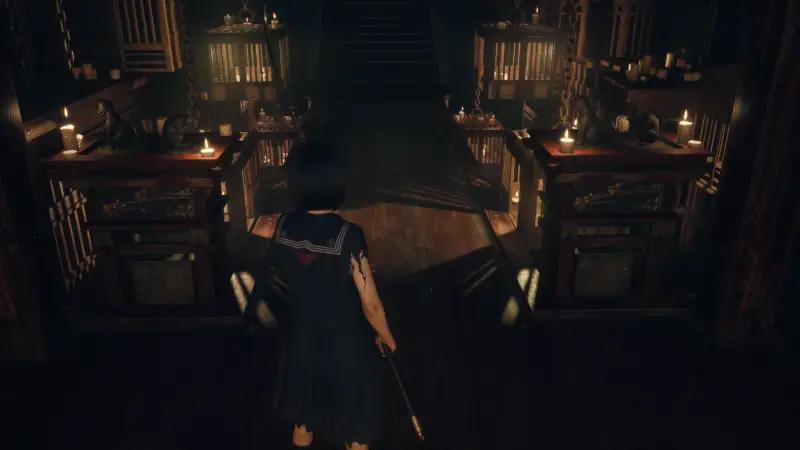 Riddles in the Hall of Worship Silent Hill f: maze and puzzle with cells