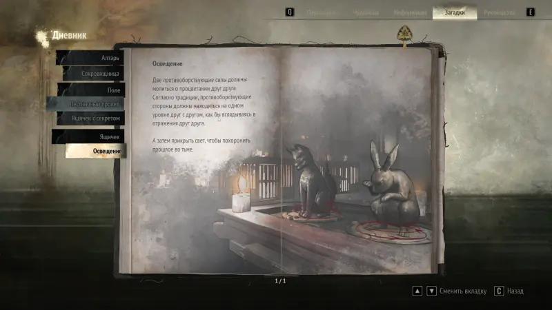 Riddles in the Hall of Worship Silent Hill f: maze and puzzle with cells