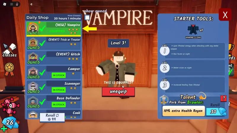 Vampire cloak in 99 Nights in the Forest: how to find and use