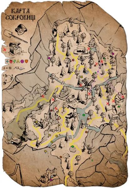 World and city map in Of Ash and Steel: all treasures, merchants and potions