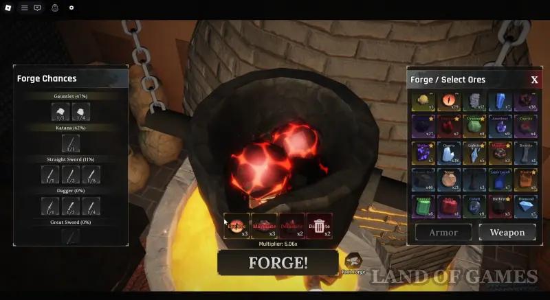 Weapons in The Forge (Forging): recipes for the best katana and sword